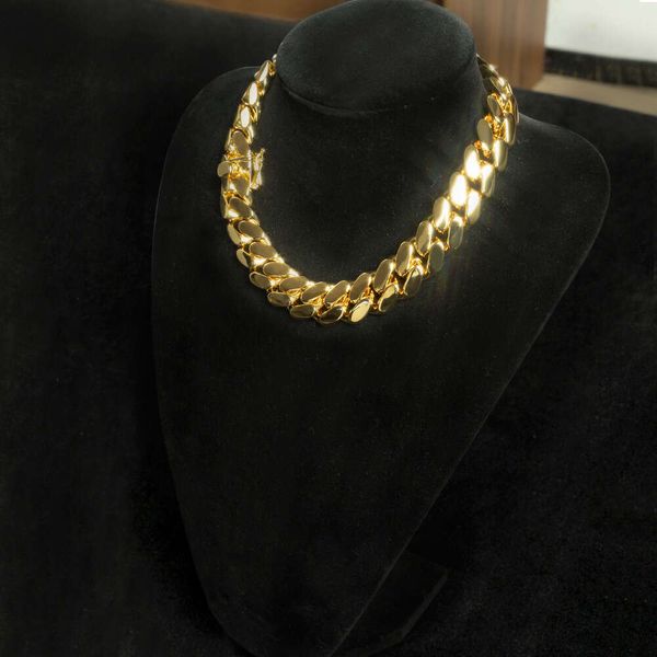 Charker por atacado 18K Gold Gold Gold Chain Link Cuba 24k Chain Gold Cuban Miami 22mm Miami Chain Chain colar