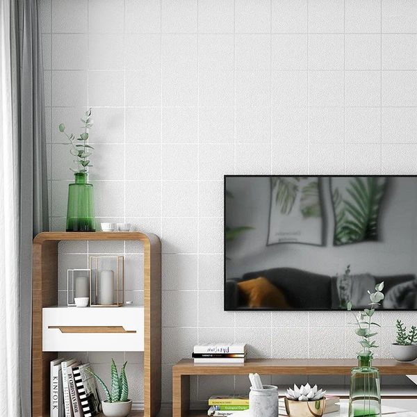 Hintergrundbilder Nordic Geometric Square Tape Paper Home Dekor nicht gewebtes rein weißes Gitter Tapete für Wohnzimmer Schlafzimmer Laden Wände Wandbild