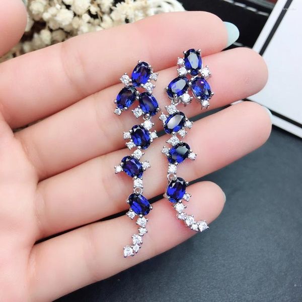 Dangle Ohrringe fs natürliche rote Koralle/Topaz/Sapphire Edelstein Mode für Frauen echter S925 Sterling Silber Fein Hochzeit Schmuck Meibapj