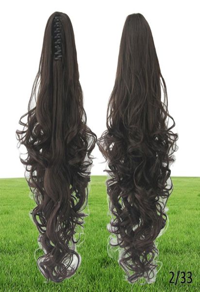 Moda Long Wavy Cosplay Wigs Curls Wavy Ponytail Wigs Claw Clip Pony Hair Extensions