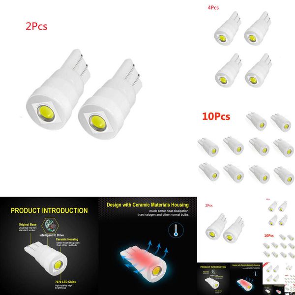 Nuovo 2024 2024 Luci decorative Ceramica T10 W5W LAMPI LED 194 168 Bianca 6000K Auto Luci interne Luci di parcheggio Bulbi di parcheggio per auto Luce Light Light 12V