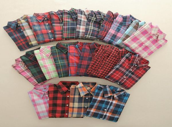 Neue Frauen Blusen Langarm -Hemden Baumwolle rot und schwarz Flanellplaid Hemd lässig weibliche Plus -Größe Bluse Tops1930219