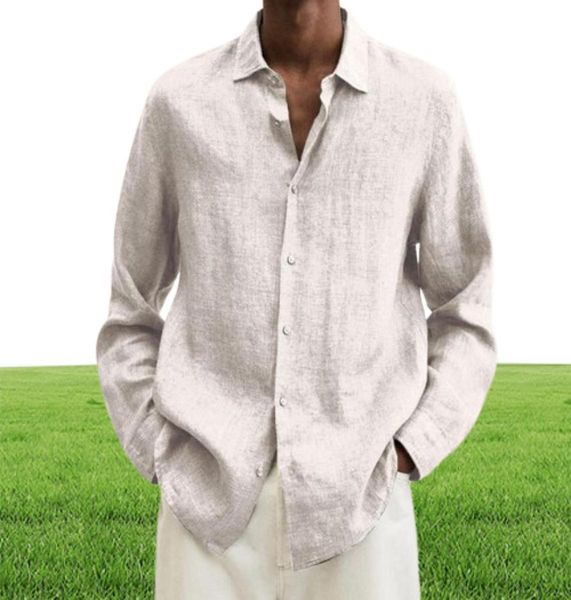 Camicie casual men039s in cotone in lino in lino elegante camicia camicia autunnale chimica camicetta di streetwear lavabile per scolari039s5696061