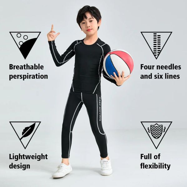 Accessori Sports Deoling Set per il calcio da pallacanestro da calcio da tracce di compressione per bambini Sport da ragazzo da baseball Boy
