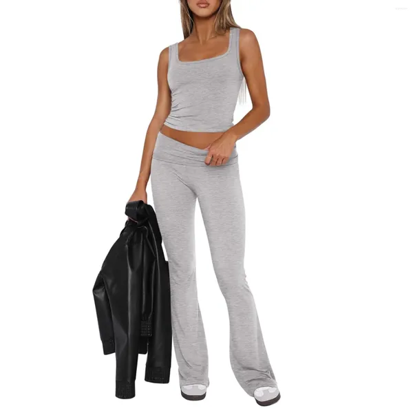 Pantaloni da donna outfit casual outfit morbido a collo quadra senza maniche canotte si piegano su 2 pezzi in pigiama imposta recensioni coreane molti