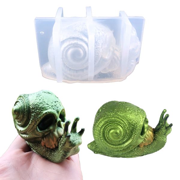 Molde de silicone de caracol 3D, molde de estátua de animais para resina, presente de ornamento de desktop doméstico, armários decoração de artesanato de arte