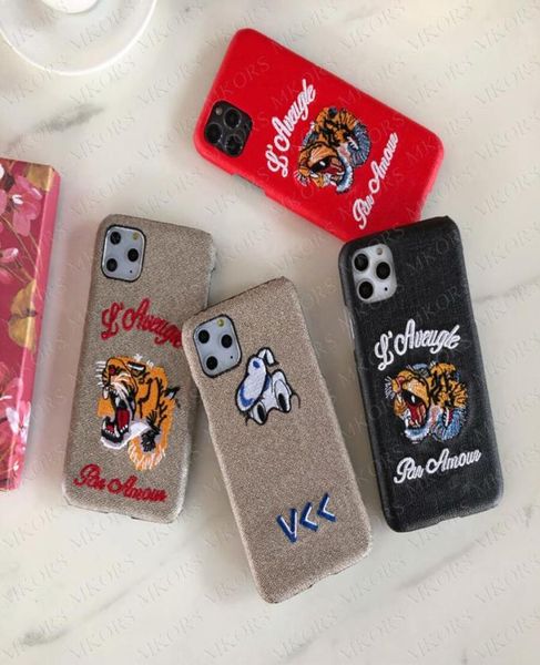 Case di telefono da ricamo a design di lusso per iPhone 14 14Pro 14plus13 13pro 12pro 11 pro max xs xr 8 7 più bowknot 3d animale tigre tigre stampa di guscio cover5850433