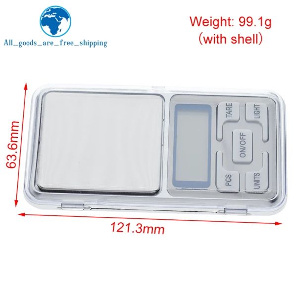 TZT Mini Digital Scale 100/200/300/500G 0,01/0,1g de alta precisão de alta precisão Bolso elétrico para grama de jóias Peso para cozinha