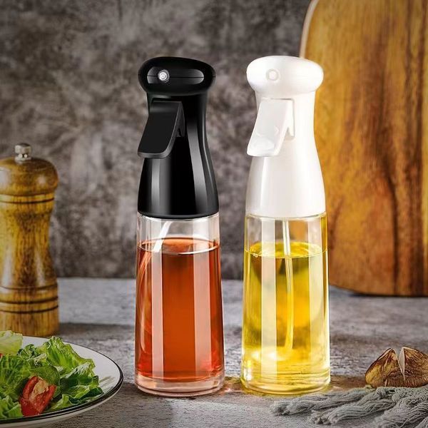 250 ml de upgrade Óleo garrafa de spray churrasqueiro de cozinha pulverizador de óleo de vidro Mister Oil Dispenser Oil Secateing Bottle Mister para Air Fryer Kitchen