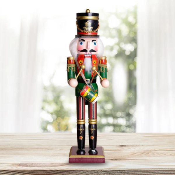 2pcs/3pcs 30 cm in legno di nocciola di pupaggine figurina dipinta a mano dipinto di mazzo di bambola della bambola di Natale ornamenti per la casa decorazione