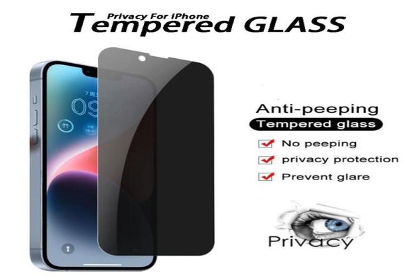 Privacy Cover Full Privacy Antiglare Screen Protector per iPhone 14 Plus Pro Max 7 8 Antispy 9H XR XS 11 12 13 Mini film protettivo GLAS5460624