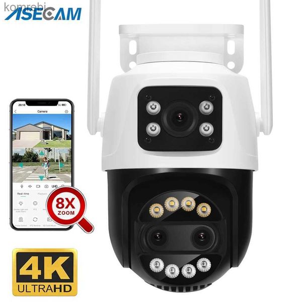 Telecamere PTZ 12MP PTZ WiFi IP fotocamera doppia lente 2,8 mm-12 mm 8x zoom 4K AI Outdoor AI Tracciamento umano CCTV Audio Monitoraggio della sicurezza domestica C240412