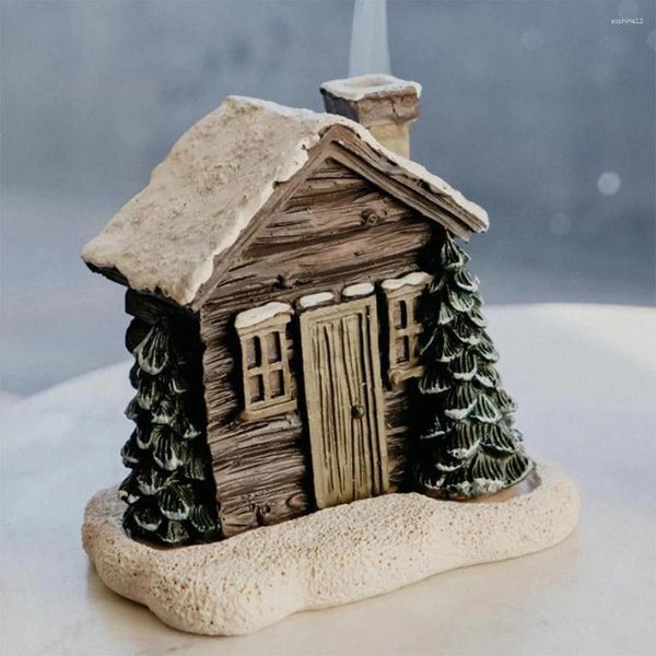 Dekorative Figuren Schnee Winter Weihrauch Brenner mit 2 Zapfen Cottage Ornament für Tisch Herzstück Dekor