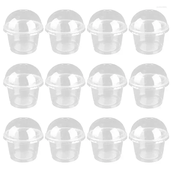 Cuzze usa e getta cannucce da 20 pezzi da 250 ml da dessert insalata di plastica succo di tè al tè a freddo tazza di frullata con cover per feste.