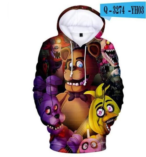 Stampa 3d autunnale cinque notti a Freddys Sweatshirt for Boys Girl Hoodies FNAF Baby Costume per Teen Sport Long Sleeve Tshirts7523447