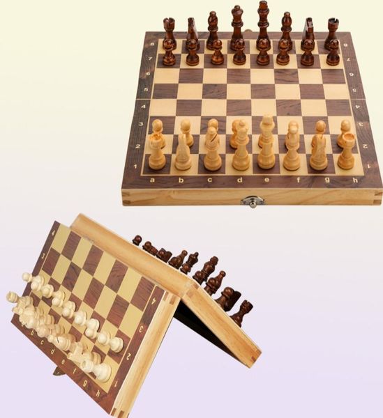 Atividades de jogos ao ar livre Cheio de madeira Placa de xadrez de madeira Sold Wood Pieces Dobring Chess Board Highnd Puzzle Chess Game 2212075438079