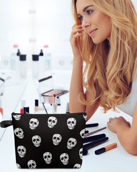 Halloween Skull Horror grande bolsa estampada bolsas cosméticas Party Bridal Make Up Bags Bolsas de trabalho Organizador de casos de viagem