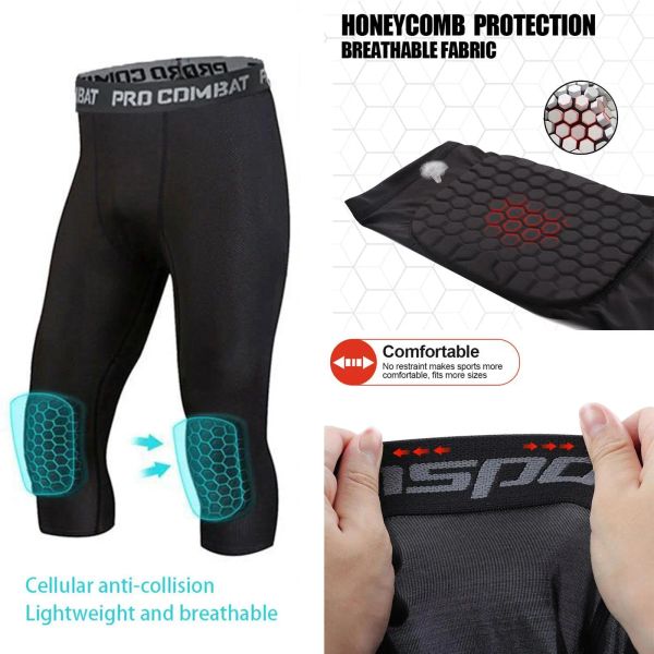 Shorts Segurança Anticolisão de shorts de basquete Men Fiess Training 3/4 Leggings com joelheiras Sports Sports 3xl Compression Troushers