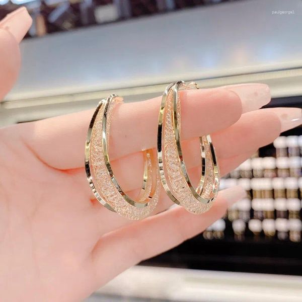 Brincos de argolas Holas femininas Crystal Crystal Copper Trendy Gold Bated S925 Ear Hoops elegantes jóias de luxo