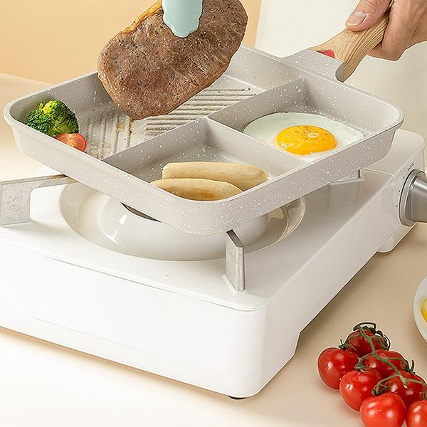 3 in 1 Pfanne Frühstück Drei Löcher Mehrzwecke Nicht-Stick einfach zu reinigen Omelett Omelette Pan Küchenutensilien Gute Helfer