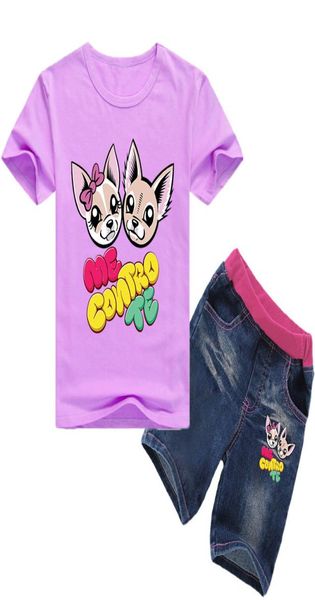 Nuovi vestiti di cotone per bambini in stile estivo Me Fashion Me Contro Te Boys Shorte Maniche Jeans Oneck Pullover Kids costume unisex Y2006415572