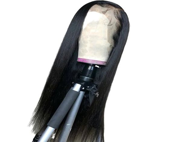 Brezilya 100 gerçek insan saç perukları 13x4 Remy Düz Dantel Ön İnsan Siyah Kadınlar İçin 28 inç peruk 1503053188