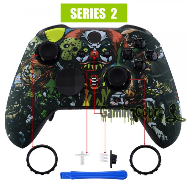 Casos Extremerar o Scary Party Soft Touch Place Facelestas Casa frontal Substituição Kit para Xbox One Elite Series 2 Controller