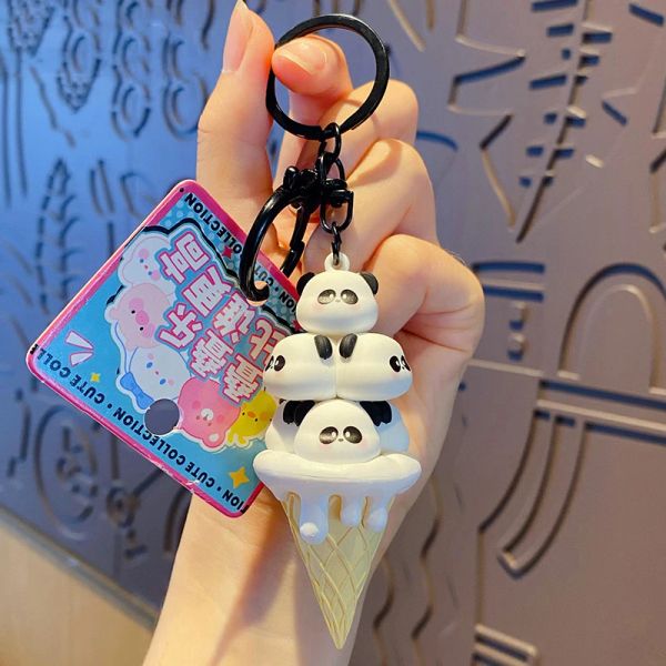 Niedliche Stapel Butter Ice Cream Pig Tier Schlüsselbund Anhänger Zarter schöner Haustier Frosch Panda Doll Stack Game Keyring Bag Schmucktöne Geschenk