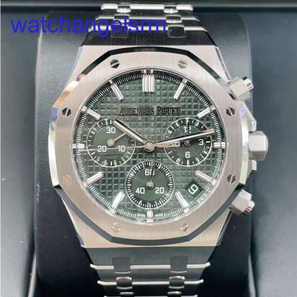 AP Crystal Wrist Watch Royal Oak Serie 26240st Precision Stahl Green Plate Mens Mode Freizeitsport Sport zurück transparente mechanische Uhr