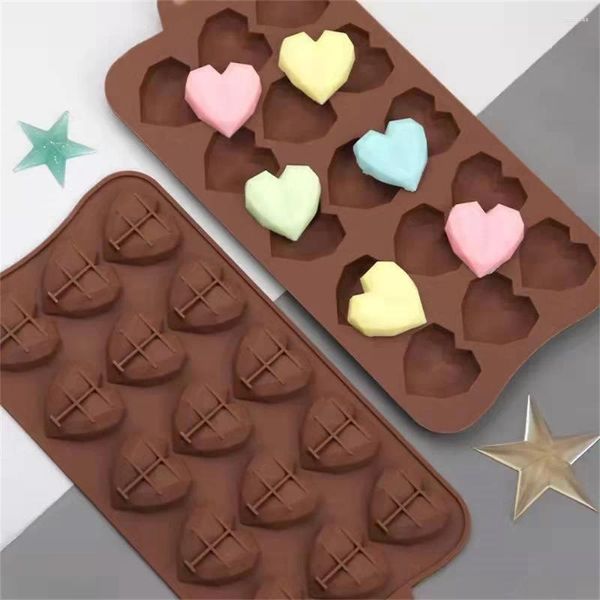 Moldes de cozimento 3D Bolo Diy Molde Coração Moldes de chocolate 15 Cavidade Amor forma Silicone Candy Cupcake Decorações