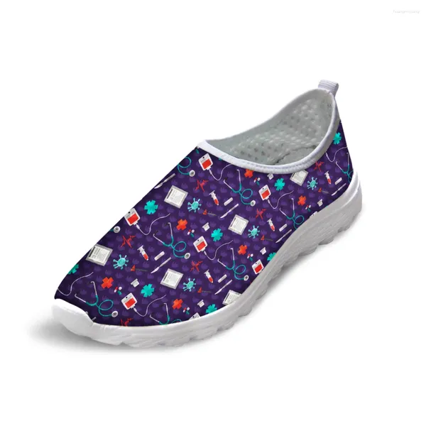 Lässige Schuhe süße Krankenpflegezubehör Print Flats Damen Mesh Running Girls Plattform mit Cartoon Muster Schuh Zapatos de Mujer