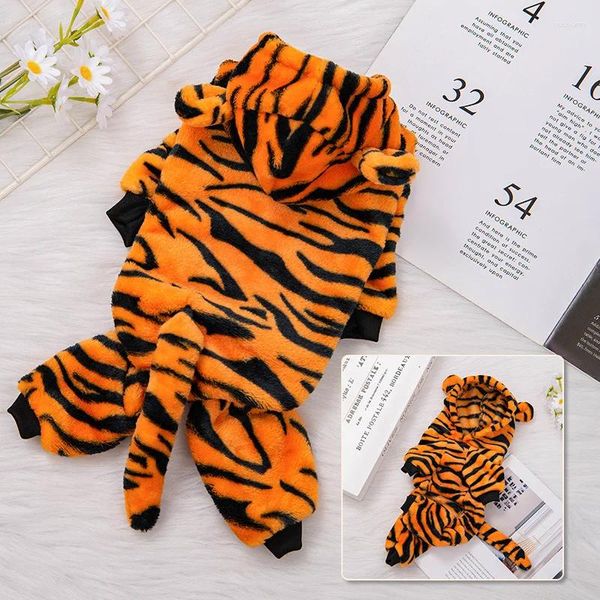 Vestuário para cães roupas pequenas tigre cos de quatro pernas Autumn Winter Dunde Teddy Cat Corky Puppy Pet Disguise Kawaii