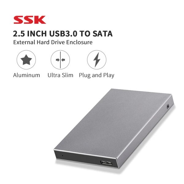 Muhafaza SSK HDD Durumu 2.5 inç SATA - USB 3.0 Adaptör Sabit Sürücü Muhafaza SSD HDD KASA Sabit Disk Kutusu HDD Muhafaza Demir Gri HEV600