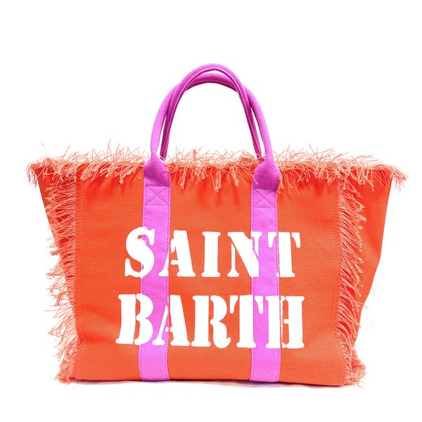 Saint Barth Brand Women Casual Tote Bag Tassel Luxury Canvas Beach Spall Bagna Grande borsa arancione Solido con manici rosa rosa