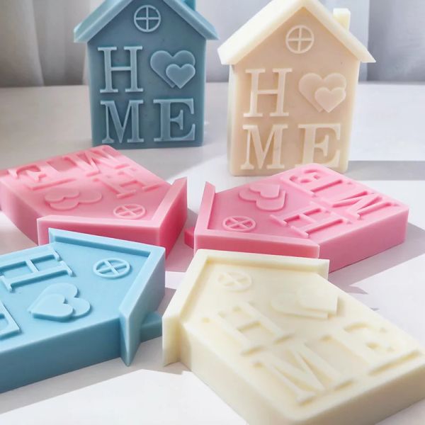 Caschi in stile europeo Silicone Candela stampi antichi castelli Candele Morme Love Hoicone Stampo Casa di Natale Decorazioni per torta