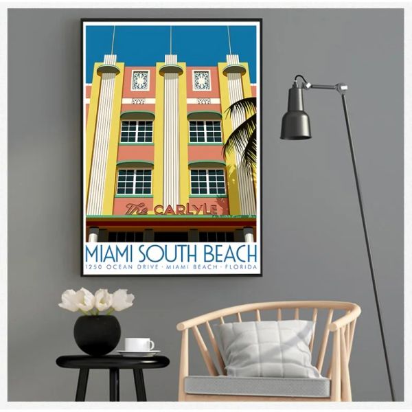 Vintage Beach Graffiti Wall Art Florida Miami Beach USA Poster da viaggio e stampe Regali per arredamento per la camera da letto