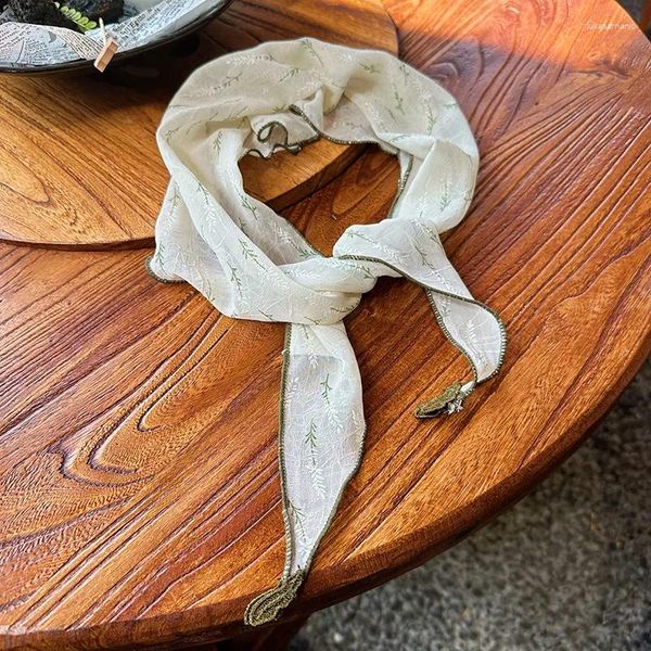 Lenços bordados com lenço de pescoço de flor bordados Summer Triângulo de renda de cabelo embrulhado na cabeça da cabeça Lenço de faixa Ties bandanas fita