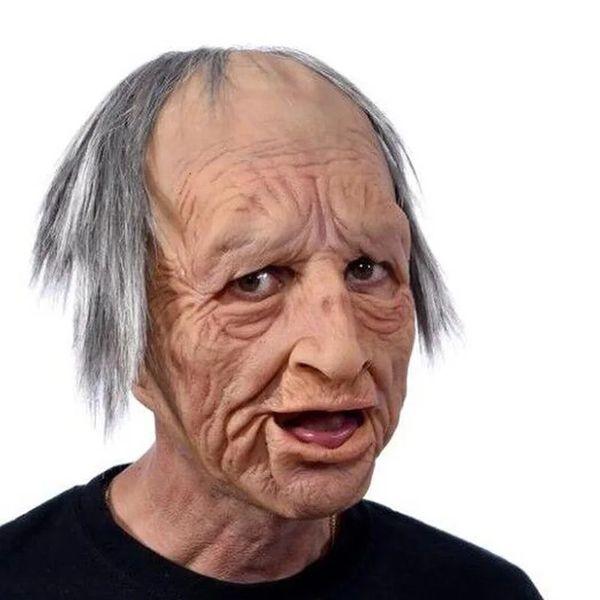 Halloween Latex Full Face Mask Wig Old Man Mask Horror Toy Party Mask Horror Props Scara Toy Toy Decorazione per le vacanze Forniture 240328