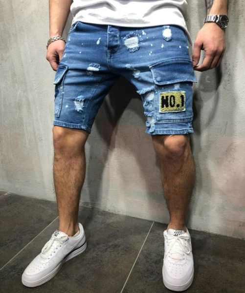 Мужские ношения летние джинсы шорты моды модные разорванные брюки вышивки Высококачественные розничные джинсовые джинсы 2310587