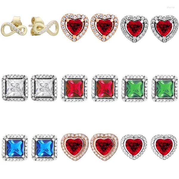 Orecchini per borchie autentiche 925 argento sterling Eleganza senza tempo Elevate Elevato Heart Earrings per donne Gioielli da regalo