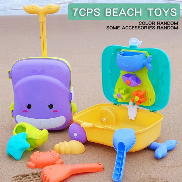 Childrens Summer Beach Toy Set Whale Gepäck Trolley Hülle Sommer Sandschaufel Outdoor -Wasserspielzeug 240403
