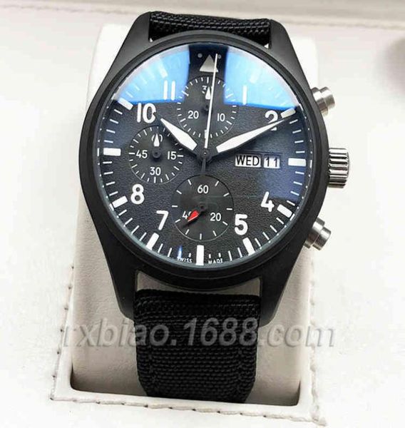 Relógios de luxo para homens mecânicos wristwatch lutador 3777 Pilot Top Timing Six Pin Men039s Belt Designer4040919