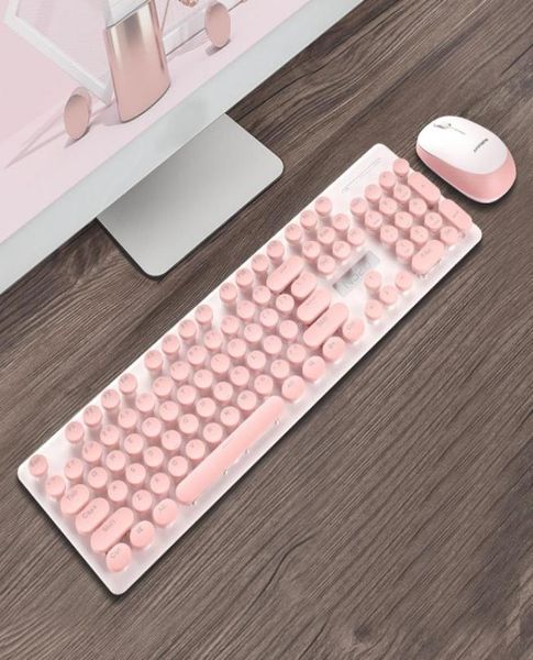 Kablosuz oyun klavye ve fare kombinasyonları ince gül altın rengi 24GHz klavye ofis için alıcı ile konforlu dokunmatik kombinasyonlar l5875256