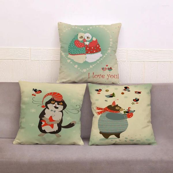 Travesseiro hellow urso tampa bege travesseiro de pelúcia 45 45cm Pillows covers de sofá decoração de casa feliz natal case de animais