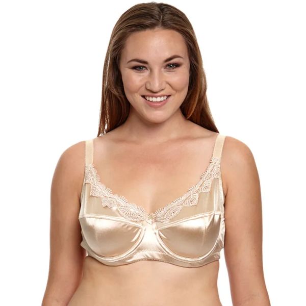 BRAS BL953 Kadınlar Büyük Boyut Sütyen Kırmızı/Mor/Siyah/Khaki Renk Spandex Saten Nakış iç çamaşırı 3646C/D/DD/DDD/E/F PLUS BOYUTU BRA