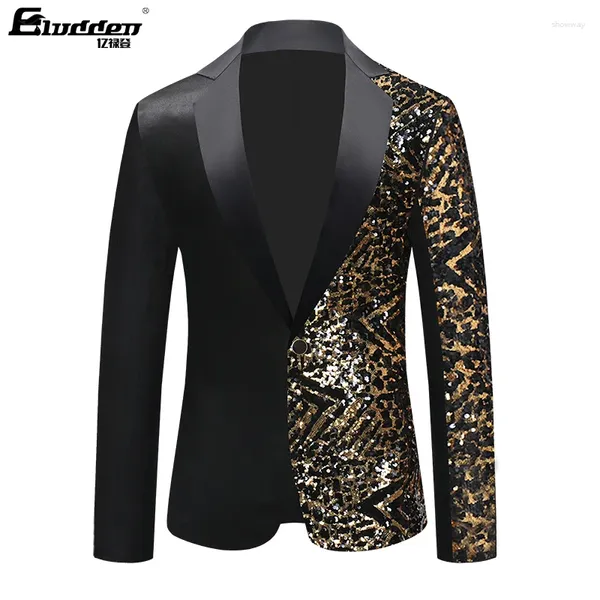 Abiti da uomo a petto a petto paillettes di leopardi giacca da palcoscenico da uomo festa hip hop moda dramma costume blazer floreale