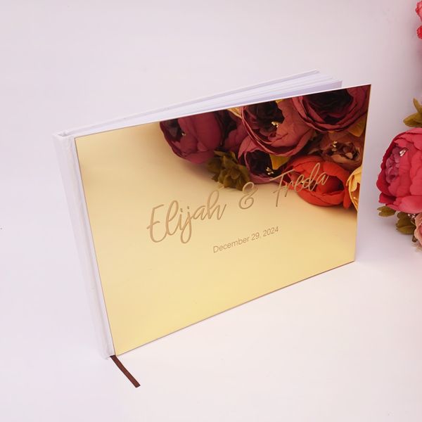 25*18 cm Personalisiertes Gästebuch Gold Silber Rose Gold Gästebuch Hochzeit Journal benutzerdefinierte Namen und Datum Geburtstag Album