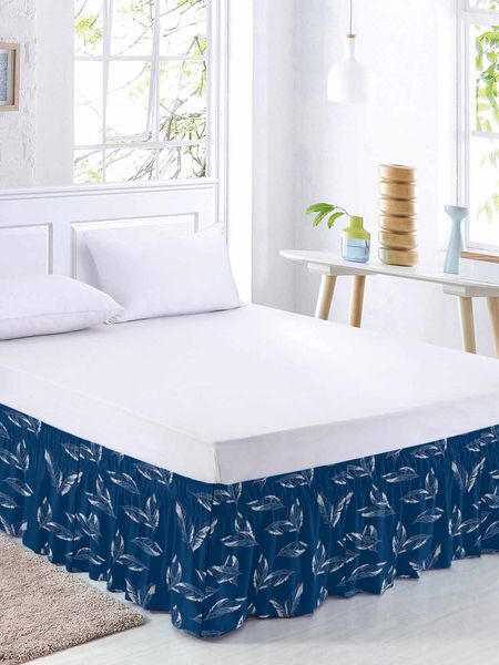 Folhas de folhas pintadas à mão saia de cama de cama elástica saia de cama de babados macio e confortável em torno da cama protetor de cama