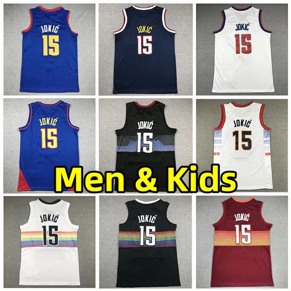 15 JOKIC MEN HOMEN JOVENS CIDADES CIDADES CIDADES DE BASQUEIRO DE 75º aniversário Tops Vestre adulto Jersey