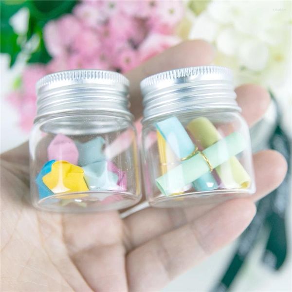 Aufbewahrungflaschen 24PCs 20 ml Bajonettglas mit silbernen Spiralaluminiumkappe kleine hyaline Mini -Handwerksfläschchen und für Süßigkeiten -Food -Topf geeignet